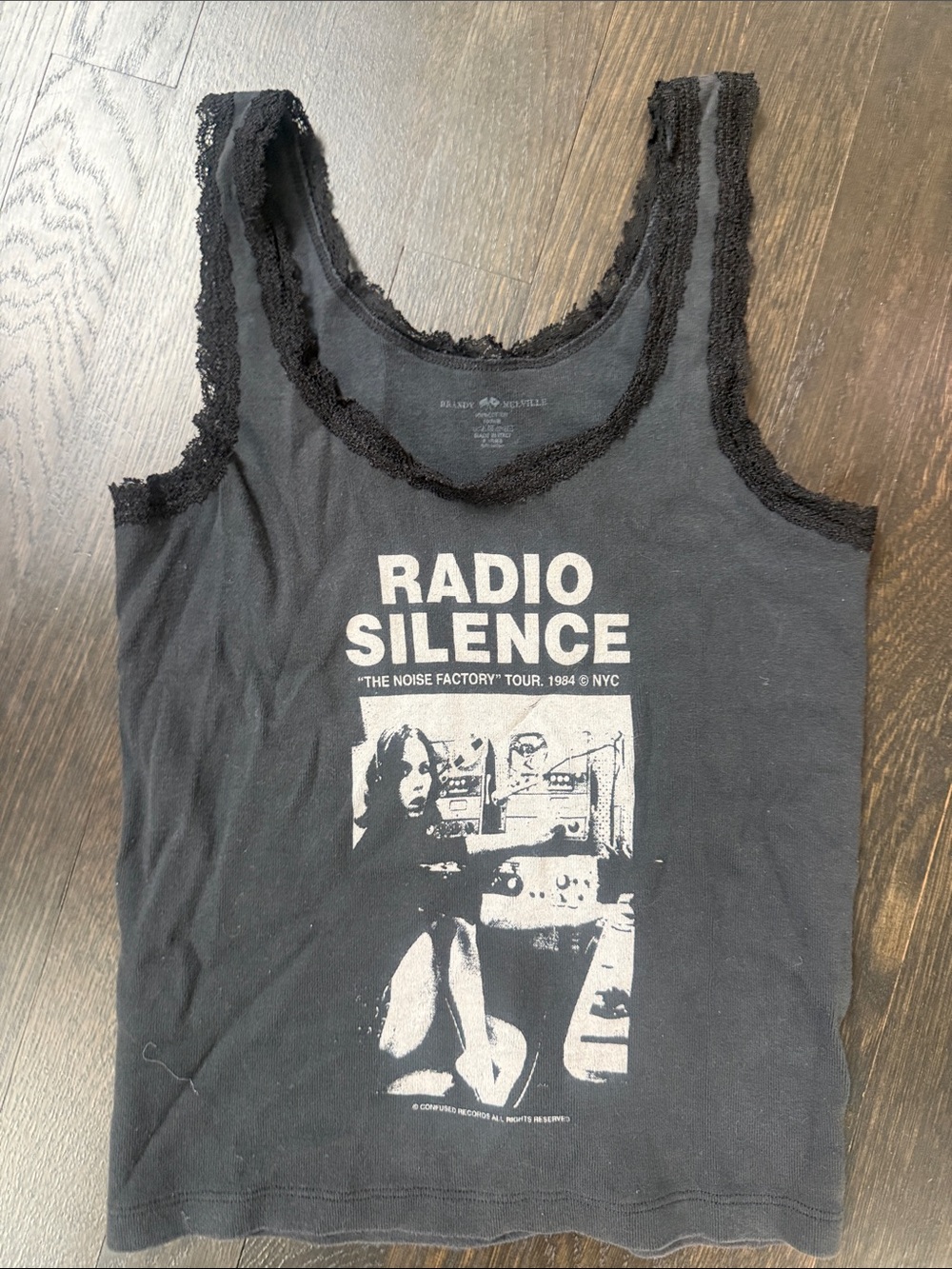 Brandy Melville Black 'Radio Silence' Lace-Trim Tank